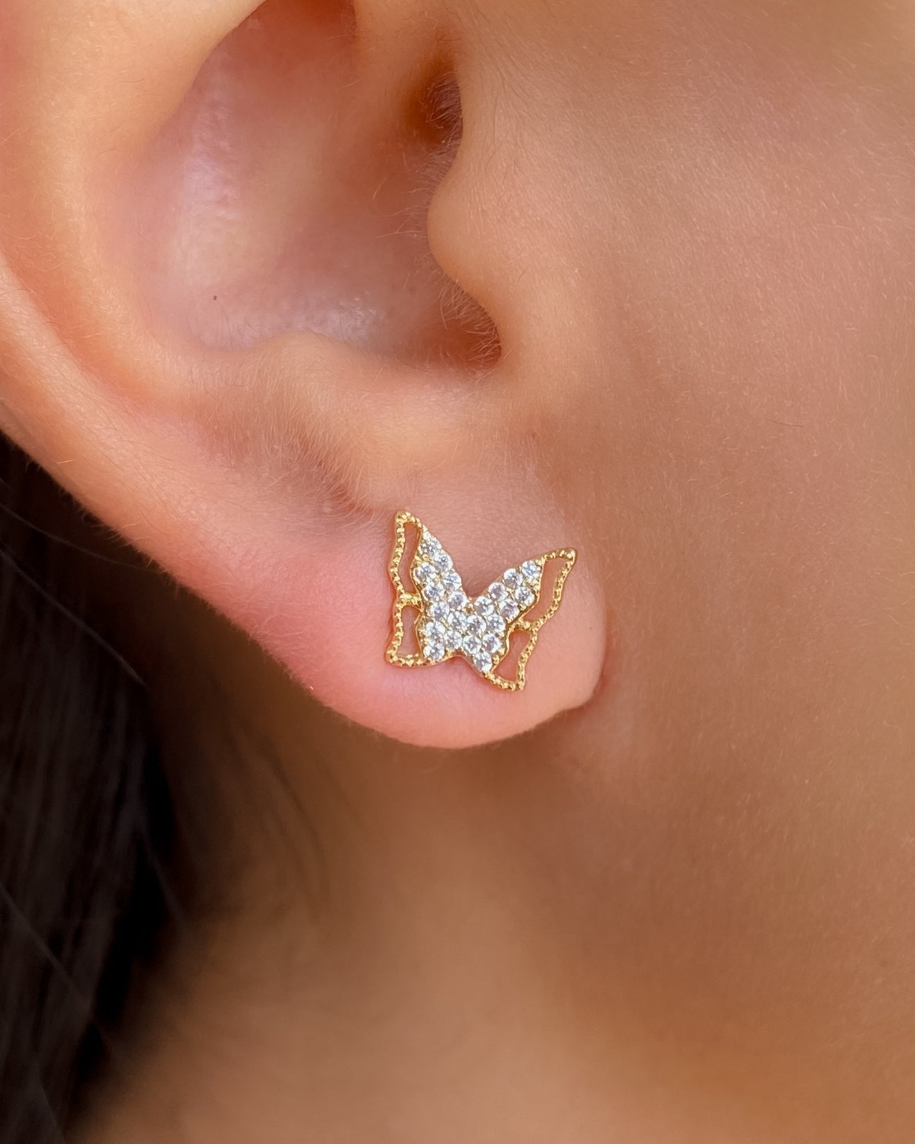 CADENA Y PENDIENTES DE MARIPOSA BRILLANTE