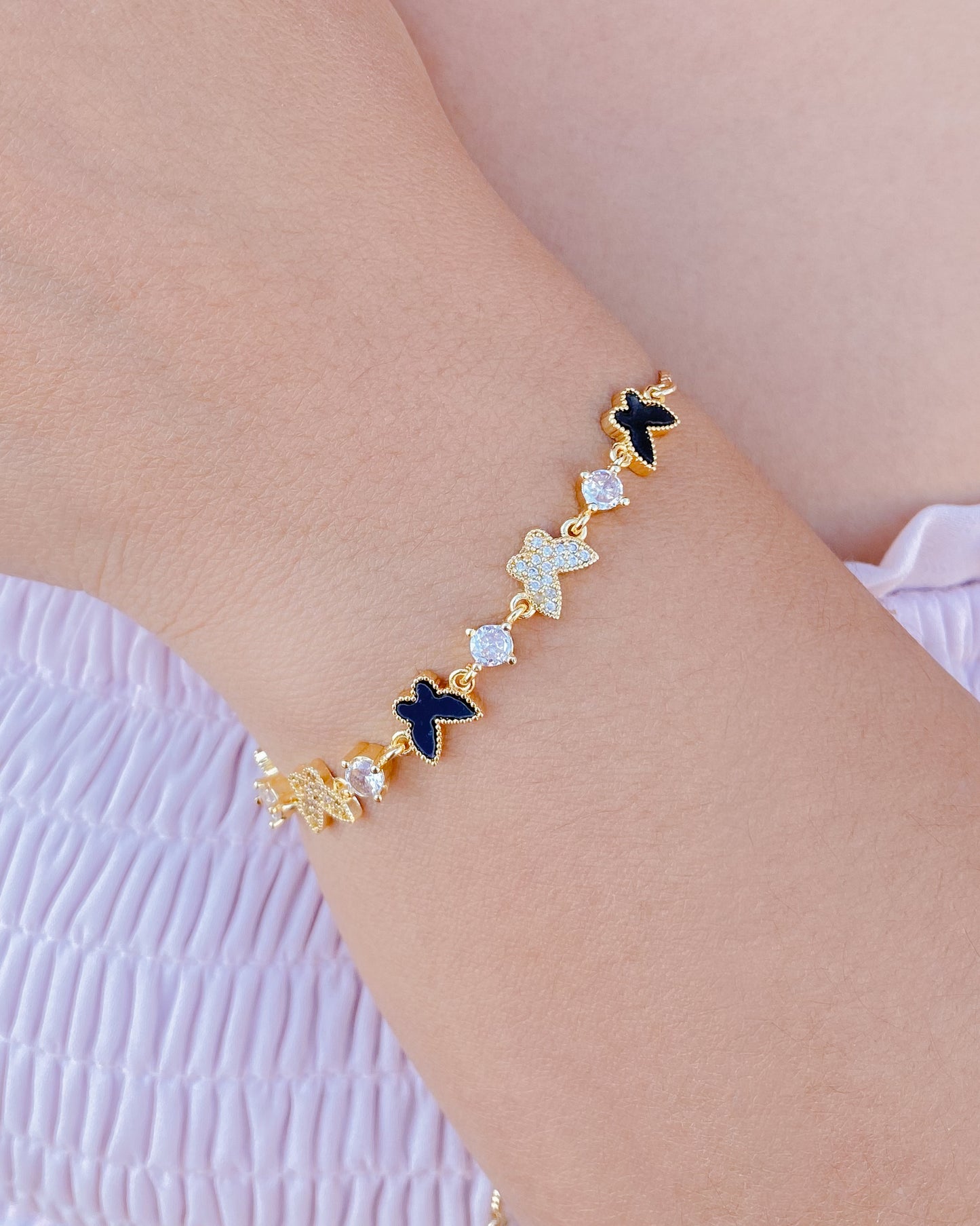 Pulsera ajustable de mariposas