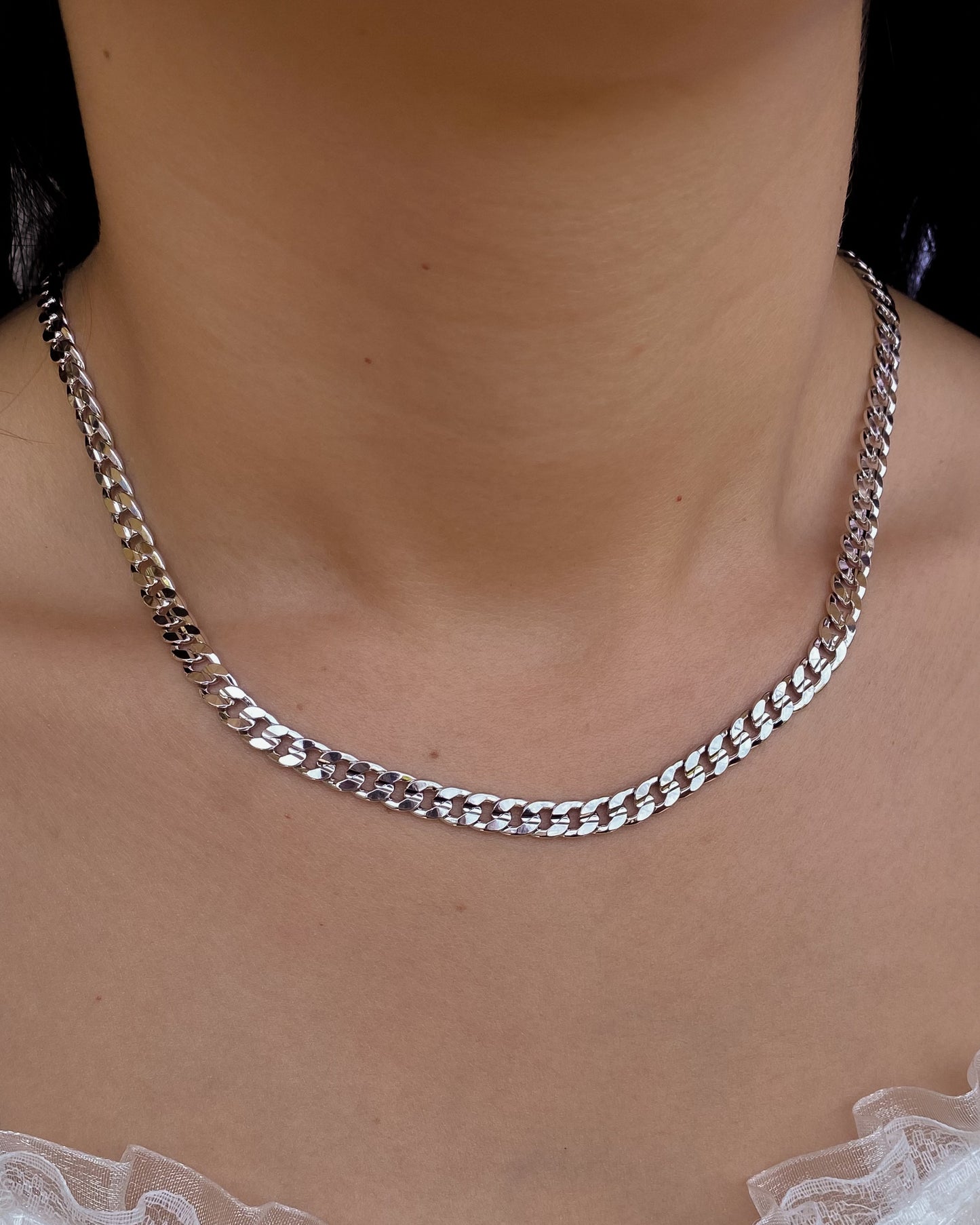 CADENA ESTILO CUBANA PLATEADA